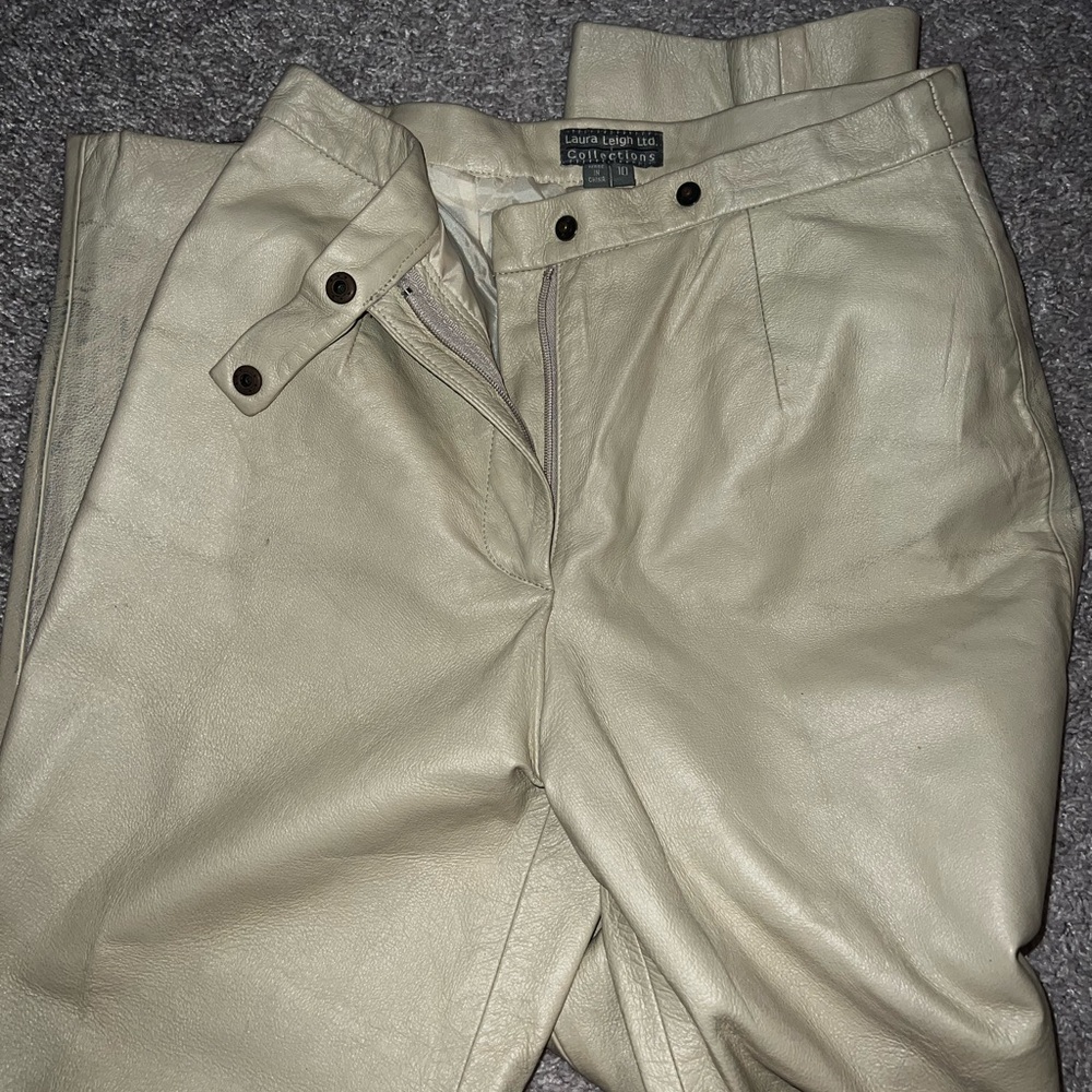 Vintage Laura Leigh Cream Leather Pants